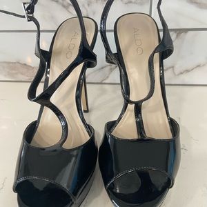 Strappy black heels from  Aldo